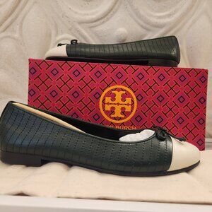 Tory Burch Black and Cream Flats